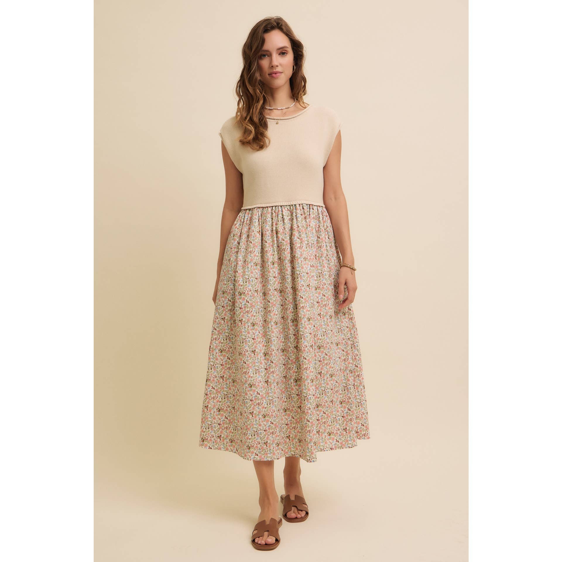 Clara Midi Dress with Sweater Vest