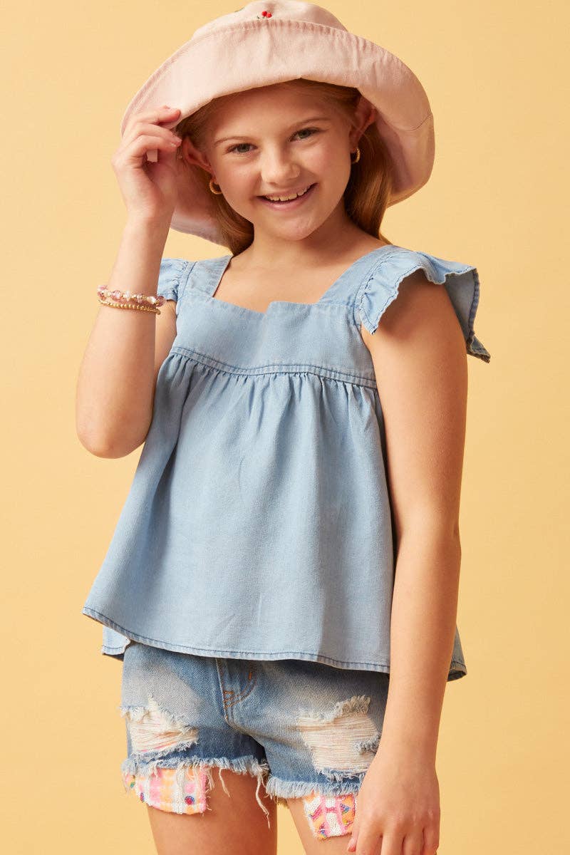 Sky Ruffle Top - LAST ONE XL