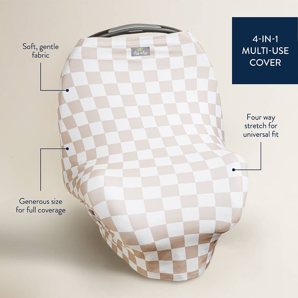 Taupe Checkerboard Mom Boss 4-in-1 multi-use cover