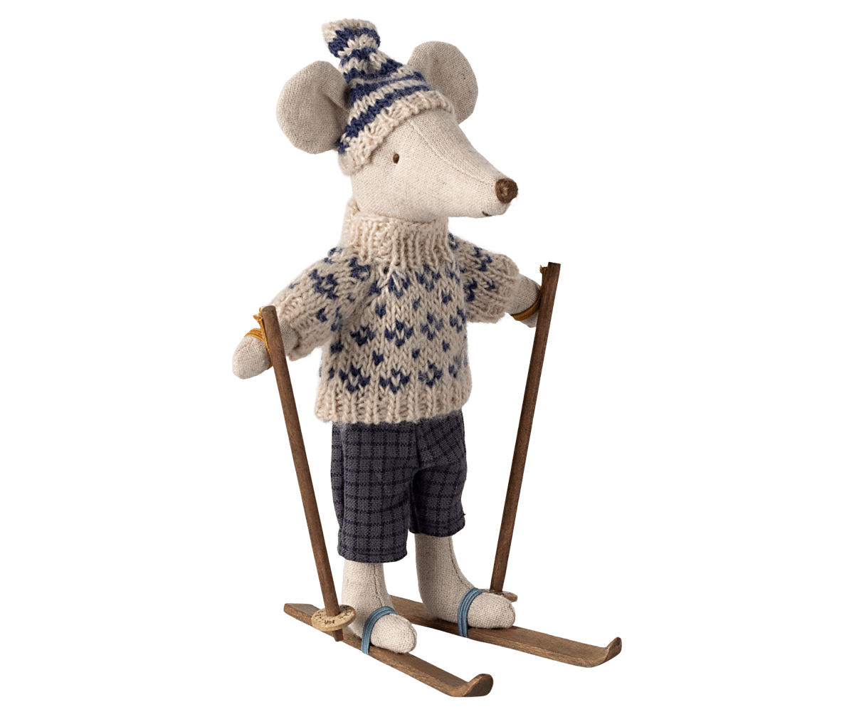Dad winter mouse with ski set | Blue