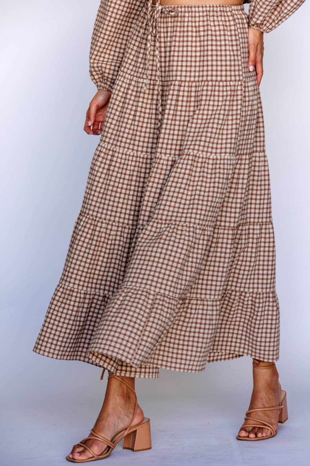 Gingham Maxi Tiered Skirt