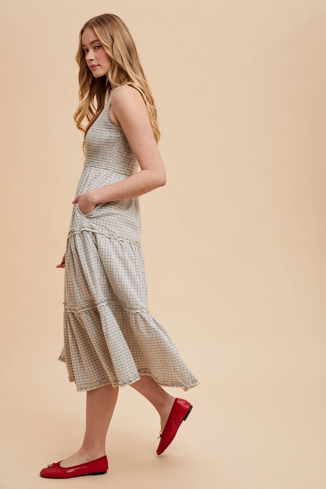 Seersucker Maxi || Smocked Checkered