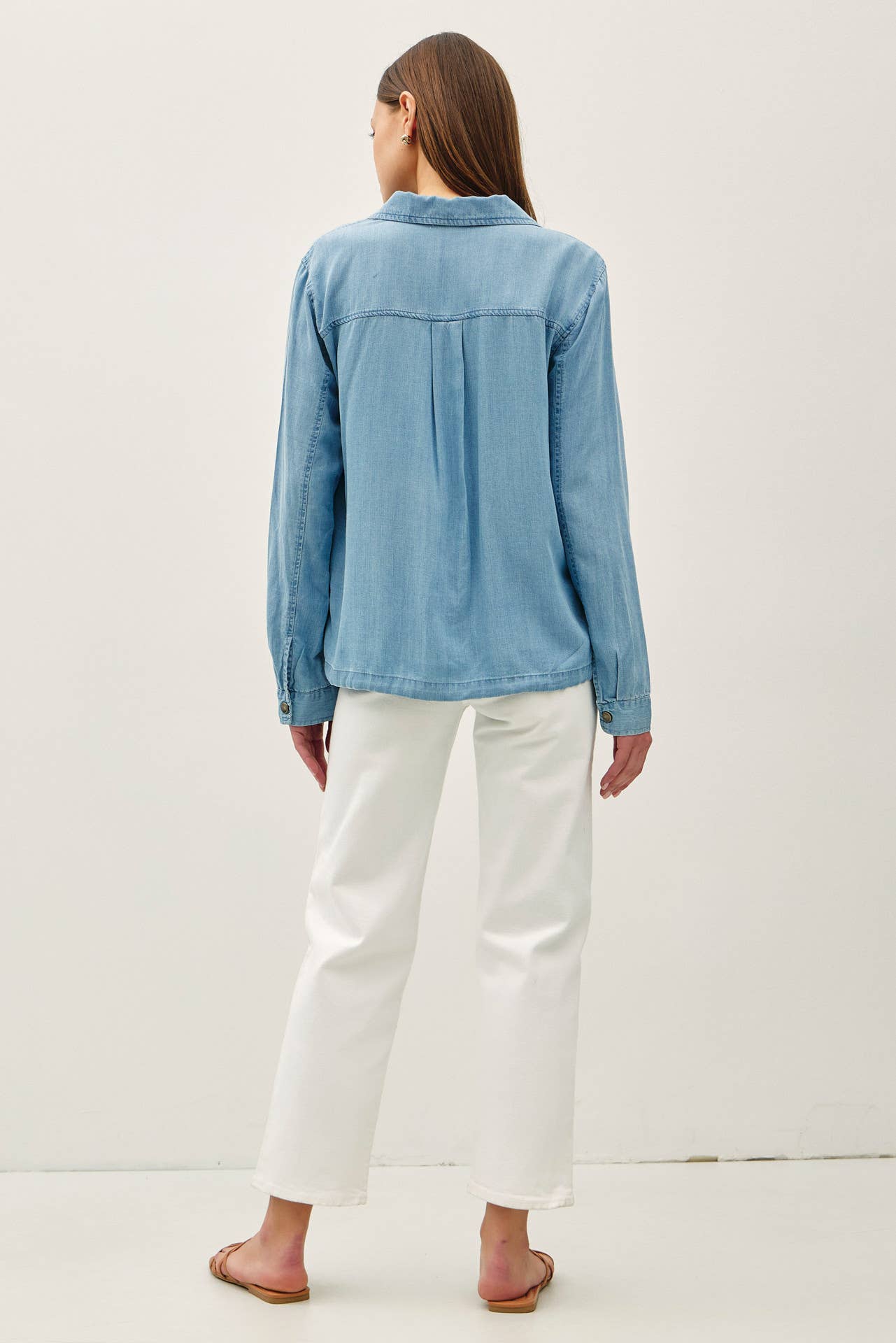 Denim Look Tencel Button Up Jacket