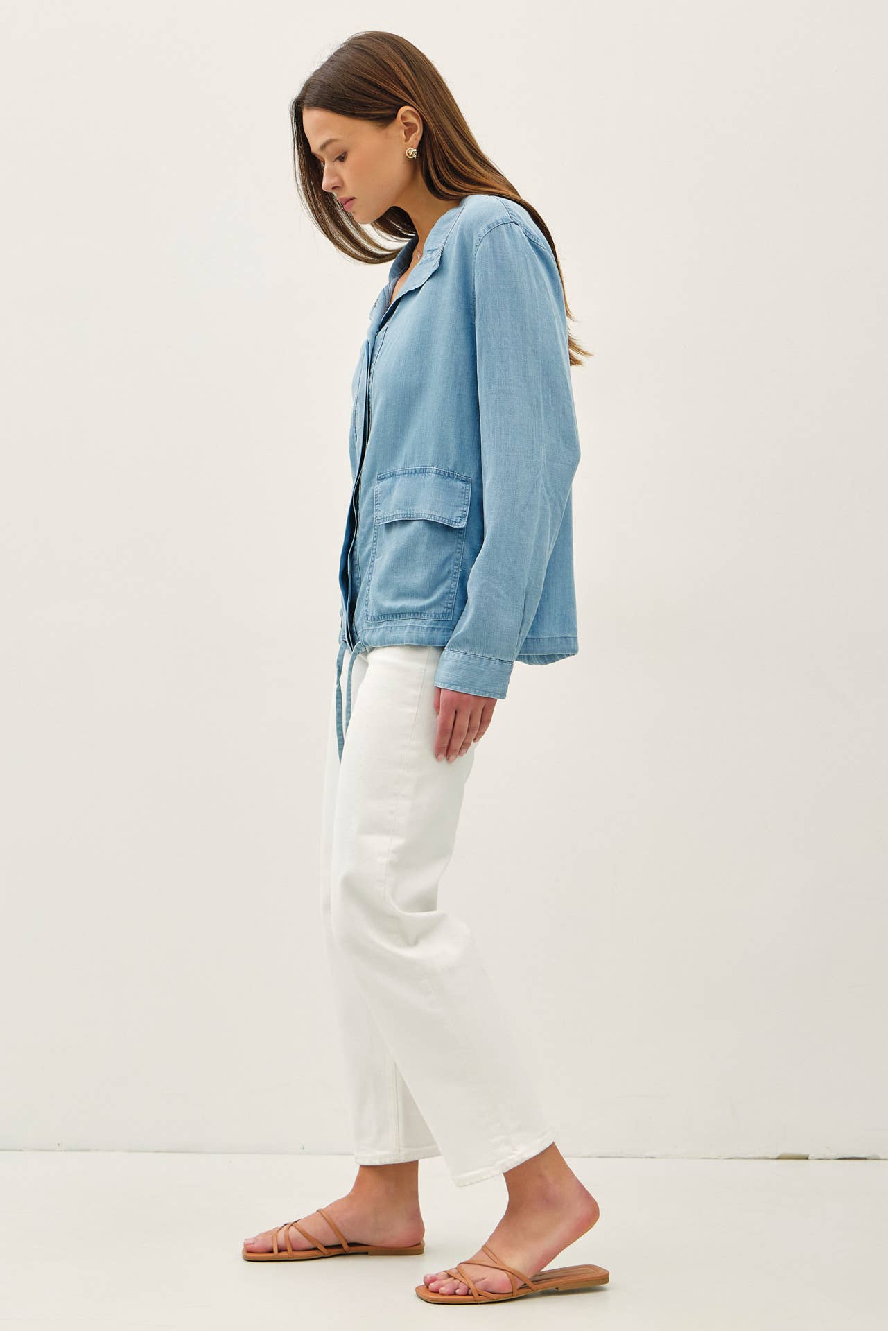 Denim Look Tencel Button Up Jacket