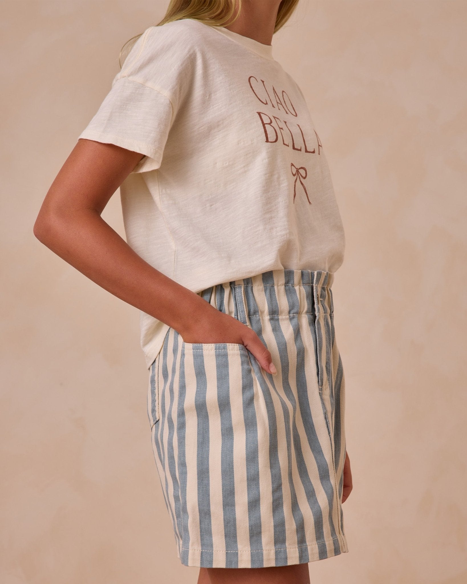 Denim Mini Skirt || Ocean Stripe (Teens)