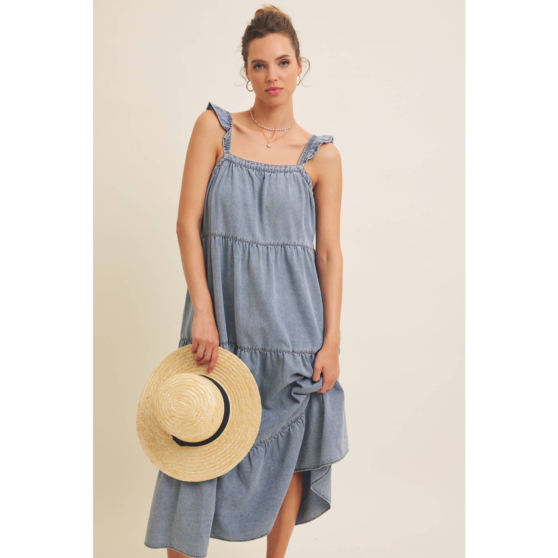 Denim Washed Midi Dress
