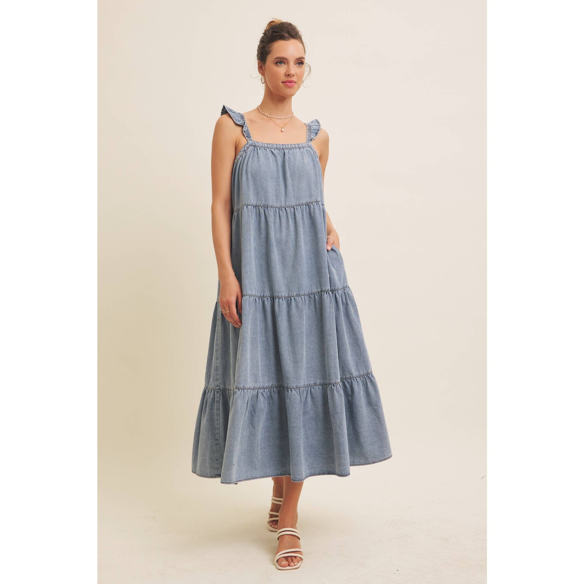 Denim Washed Midi Dress