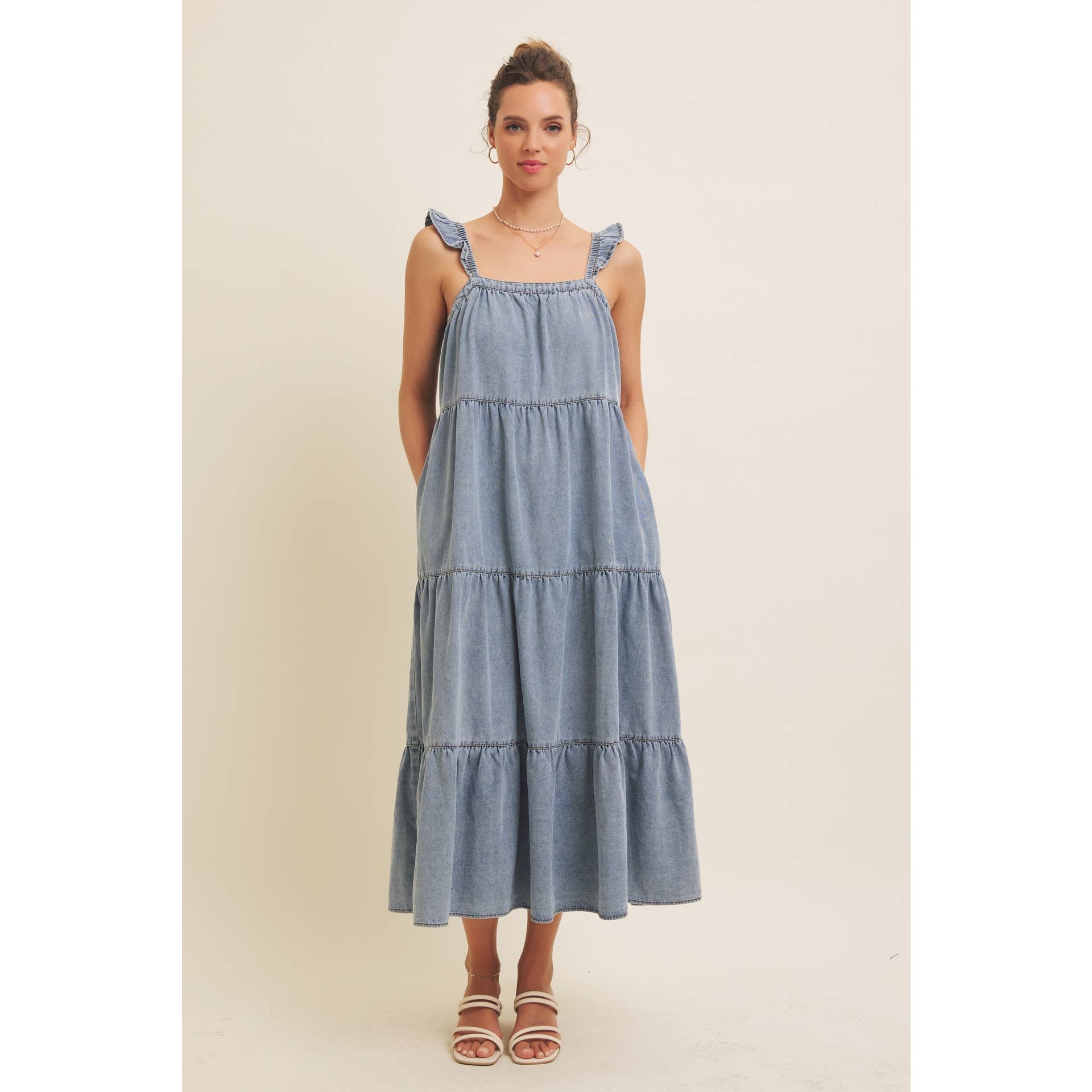 Denim Washed Midi Dress