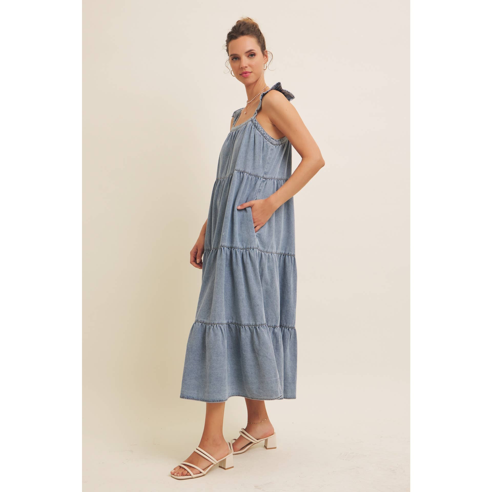 Denim Washed Midi Dress