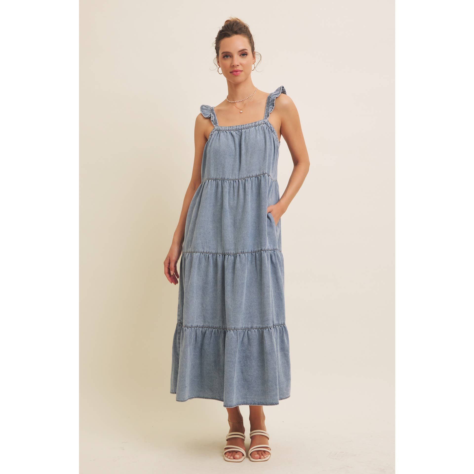 Denim Washed Midi Dress