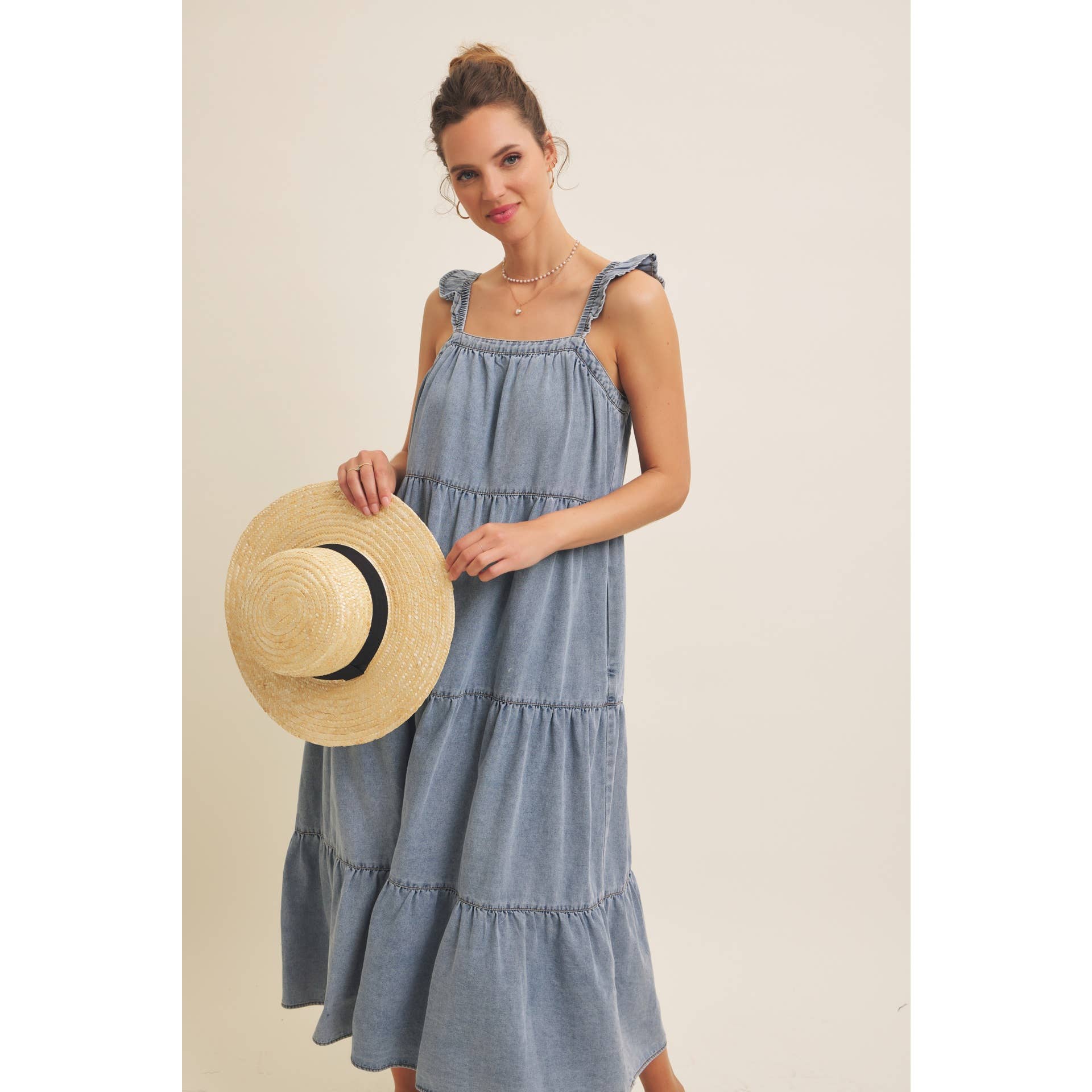 Denim Washed Midi Dress