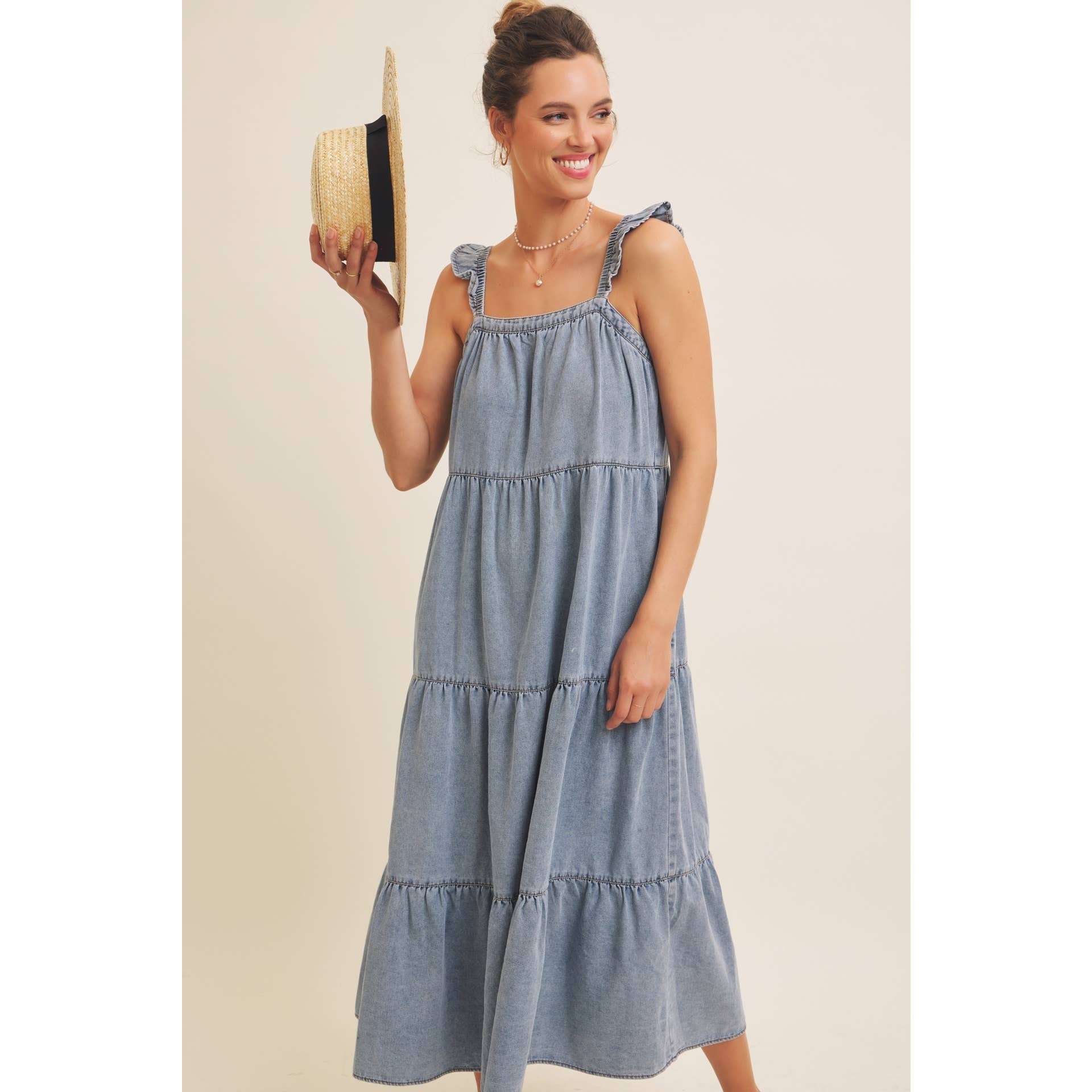 Denim Washed Midi Dress