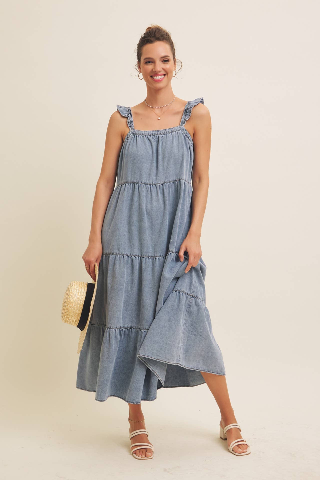 Denim Washed Midi Dress