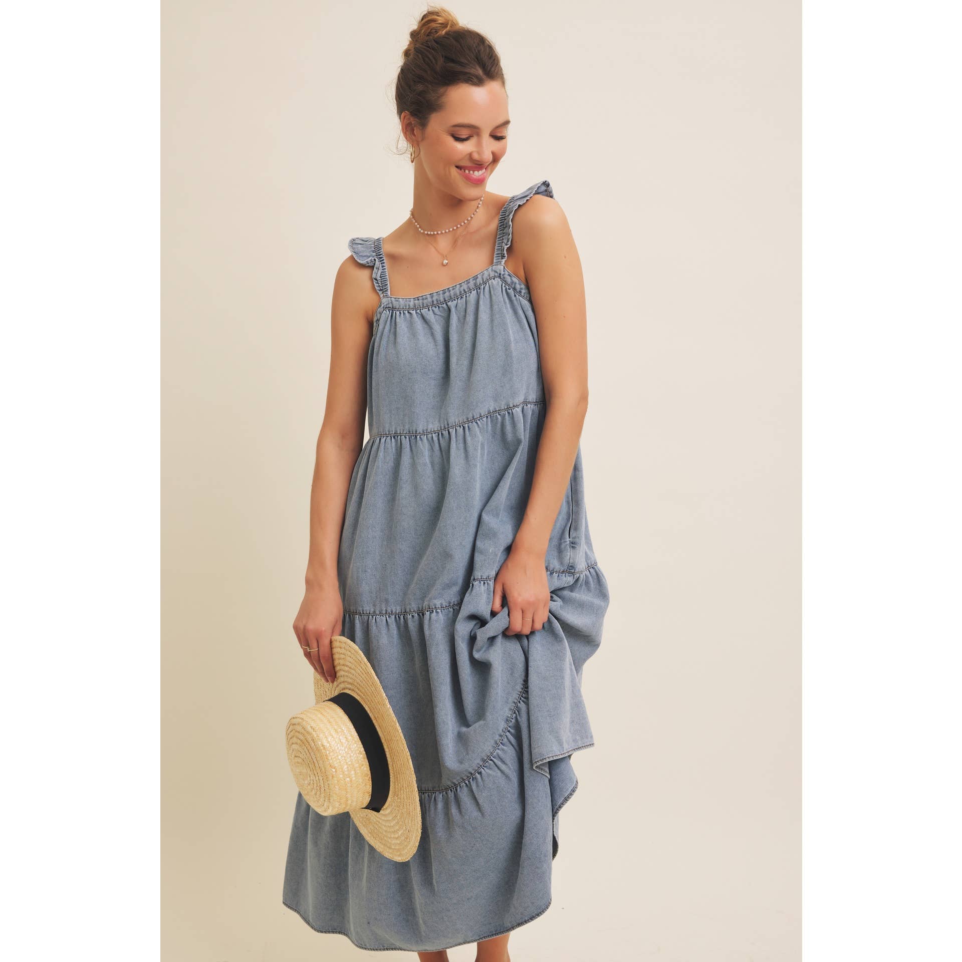 Denim Washed Midi Dress