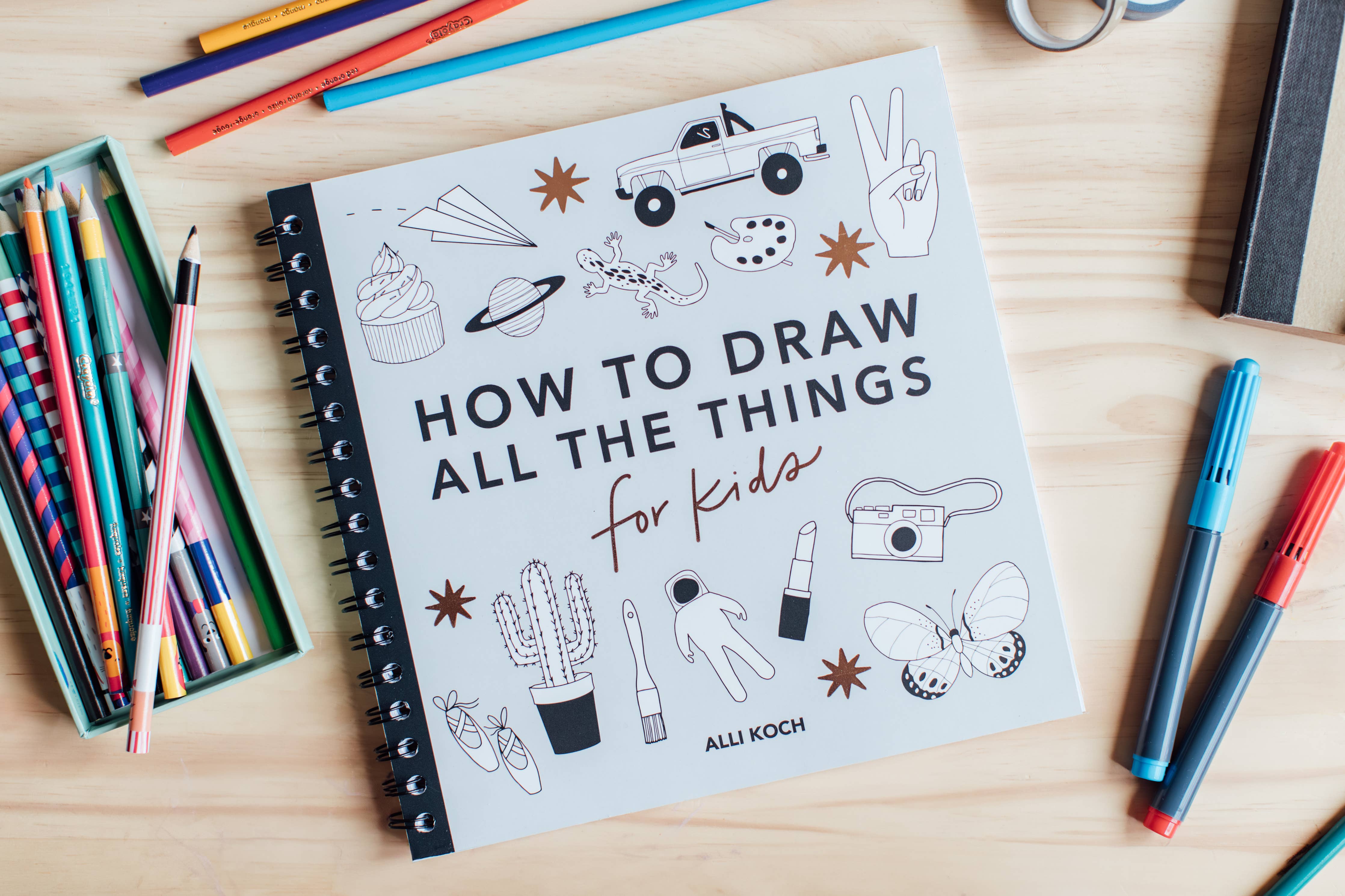 How to Draw Books for Kids (Spiral) || All Things