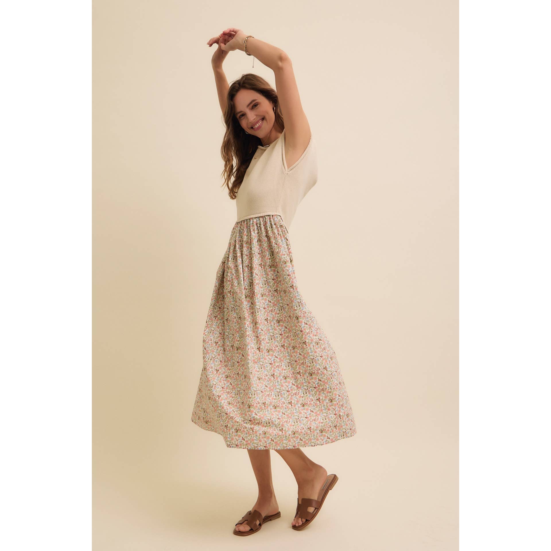Clara Midi Dress with Sweater Vest L Clara Midi Dress with Sweater Vest L