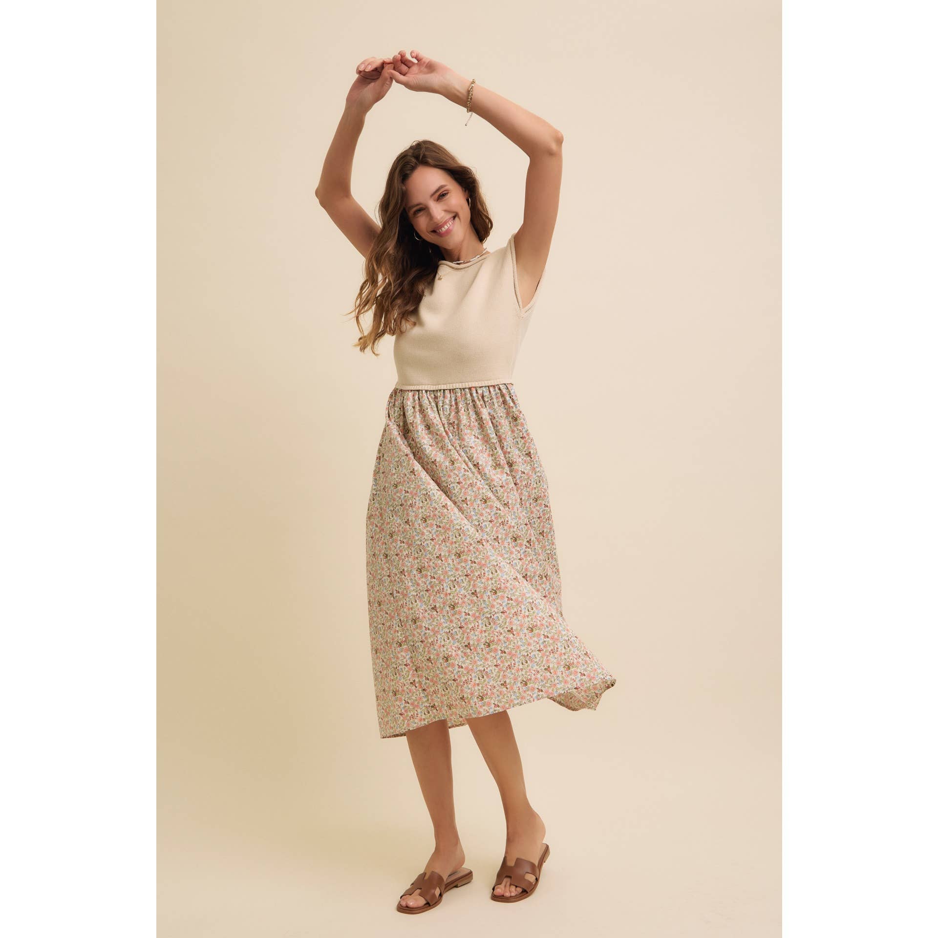 Clara Midi Dress with Sweater Vest
