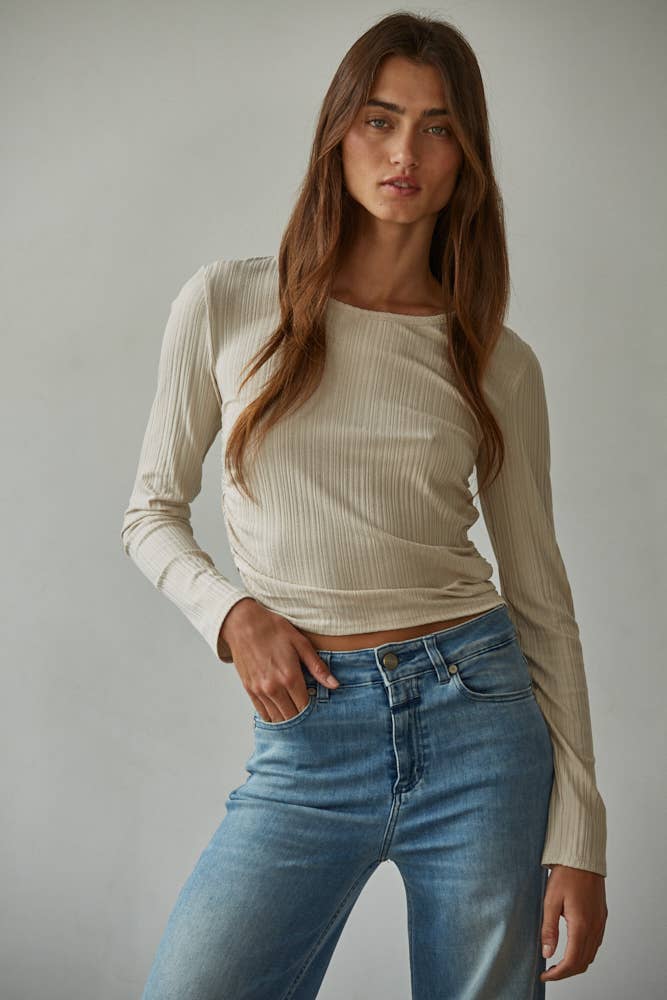 Knit Ribbed Long Sleeve || Light Taupe