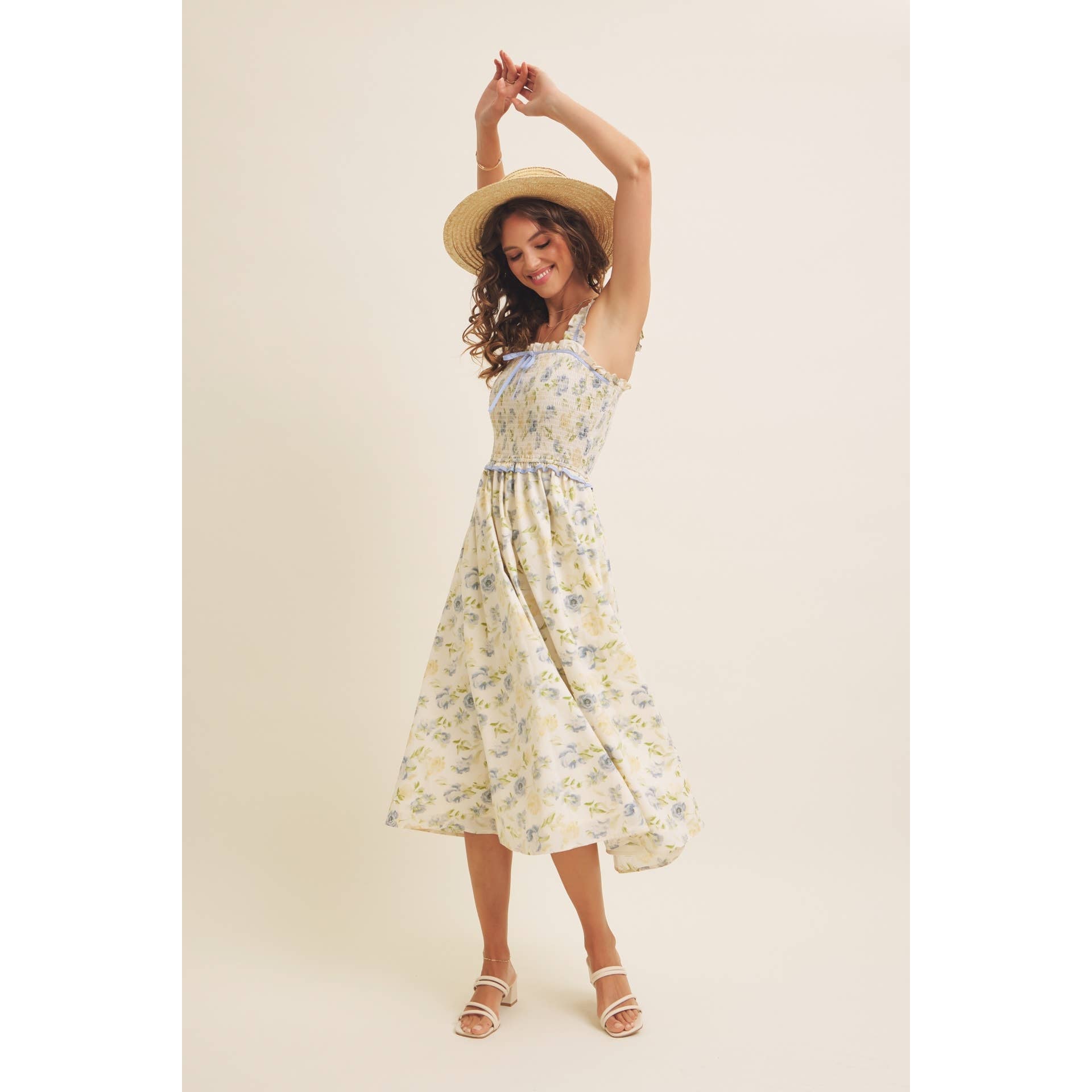 Floral Smocked Midi Dress