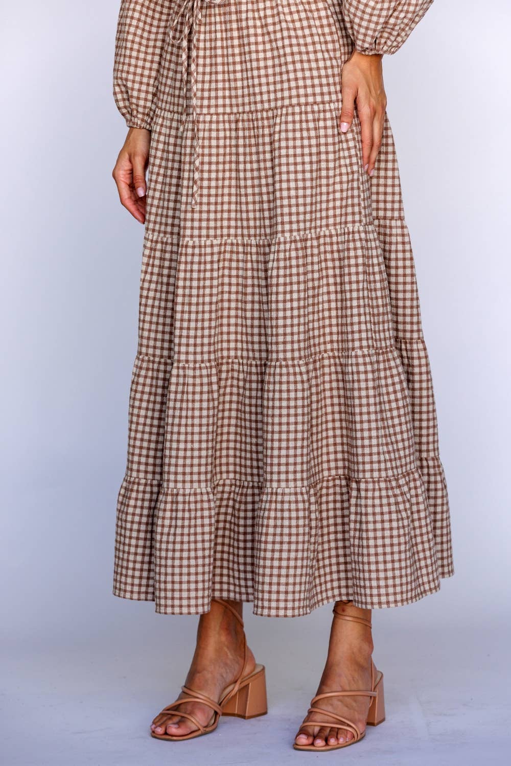 Gingham Maxi Tiered Skirt - LAST S & L