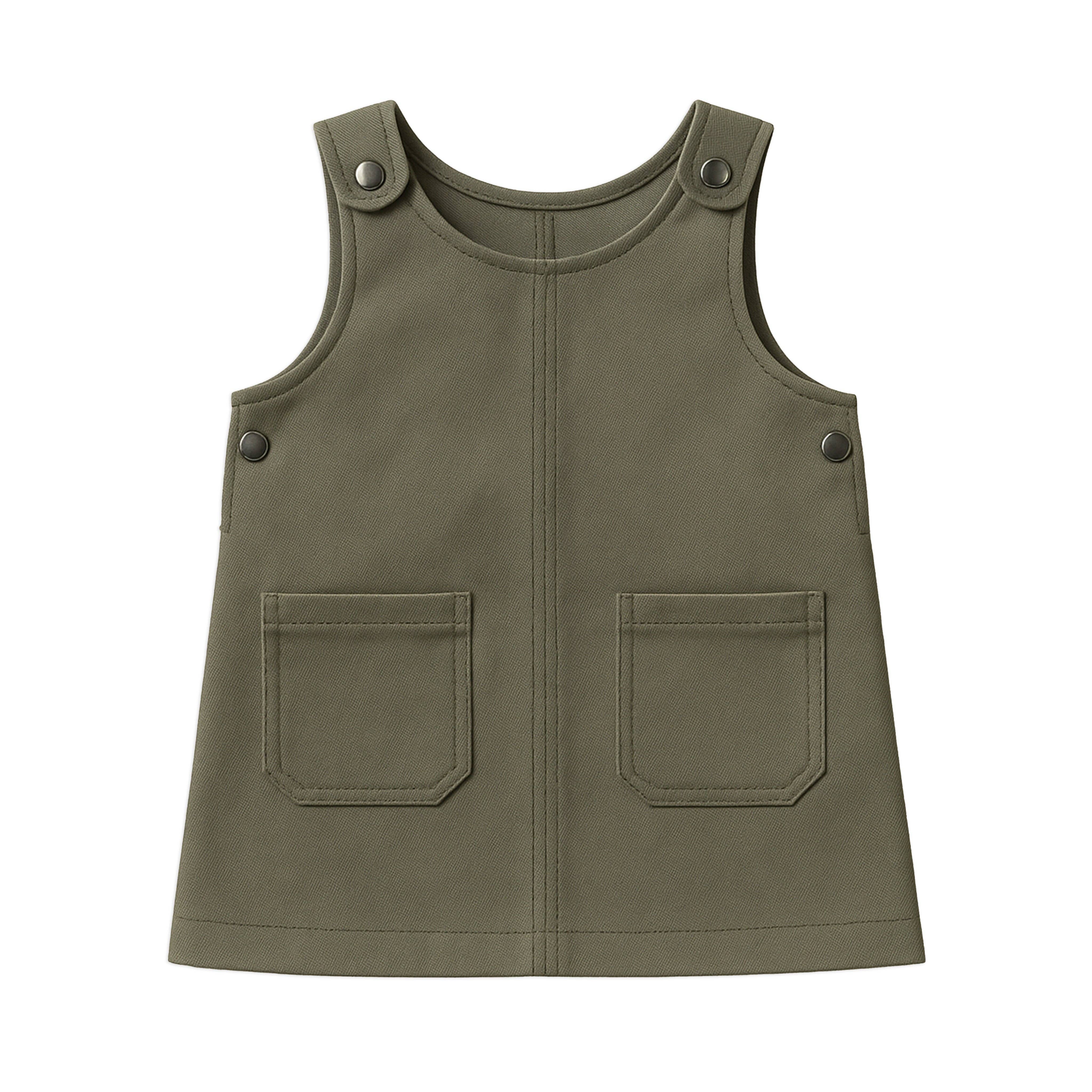 open lace back dress Alma Twill Jumper Dress || Olive