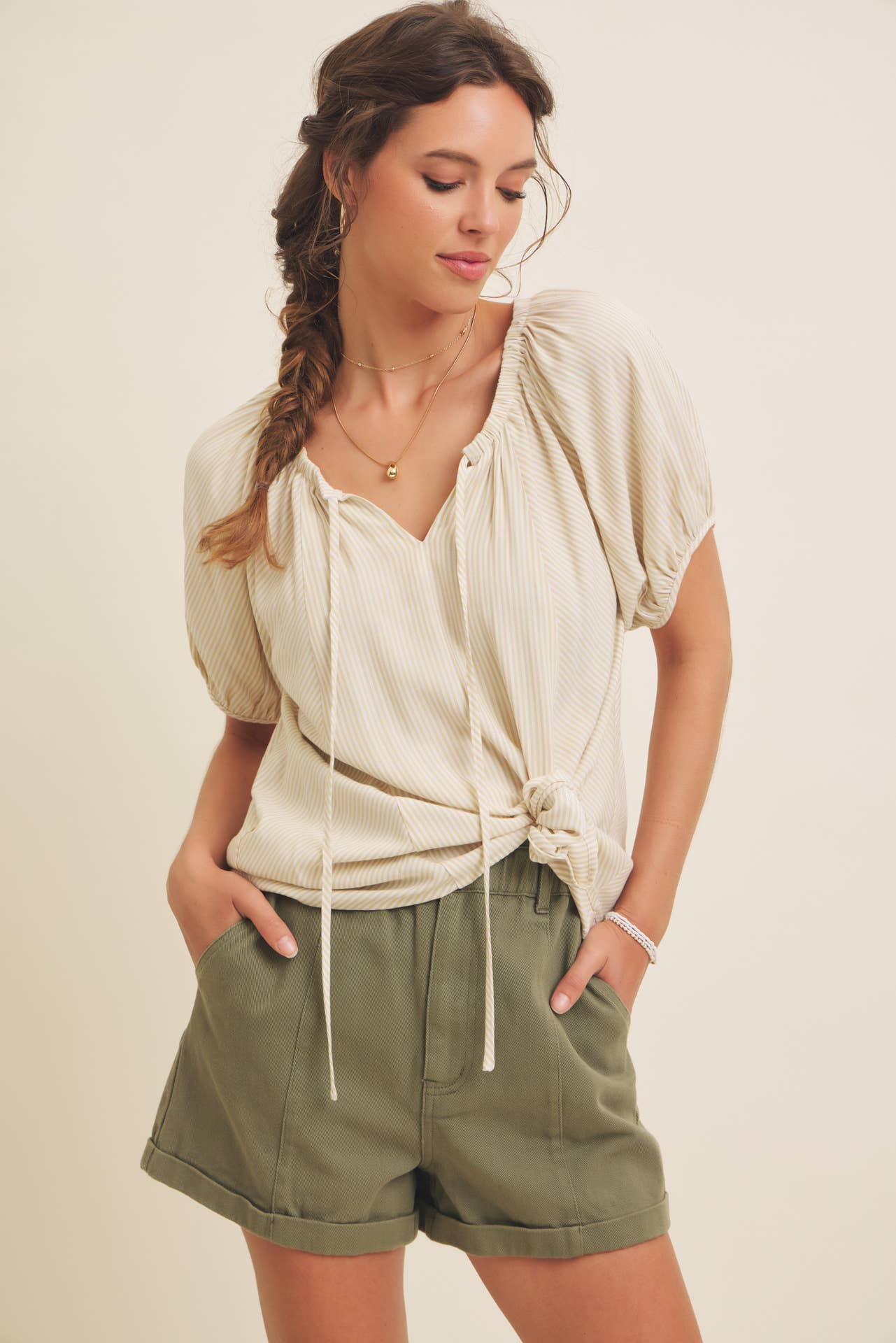 Flare Peasant Blouse || Stripe
