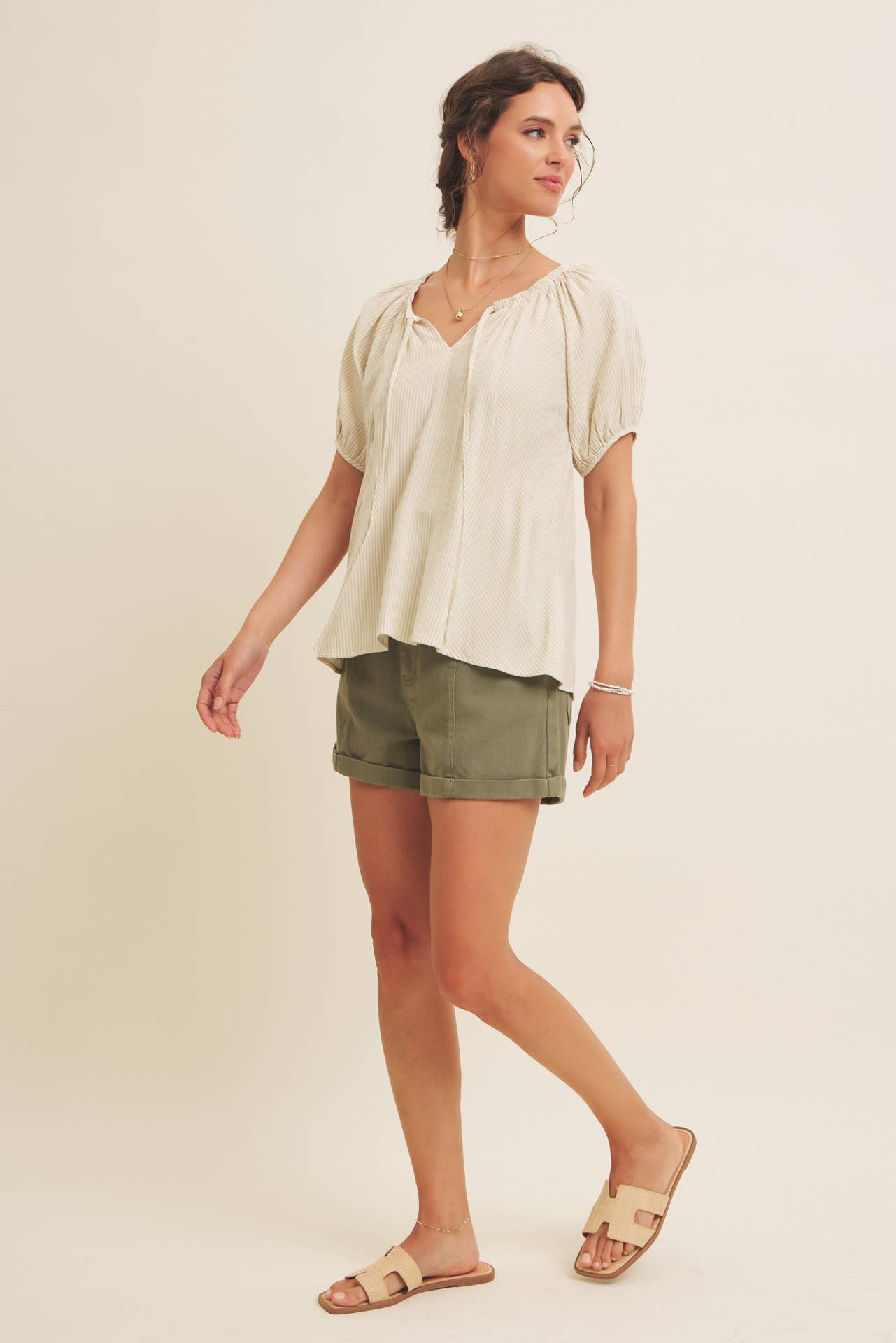Flare Peasant Blouse || Stripe