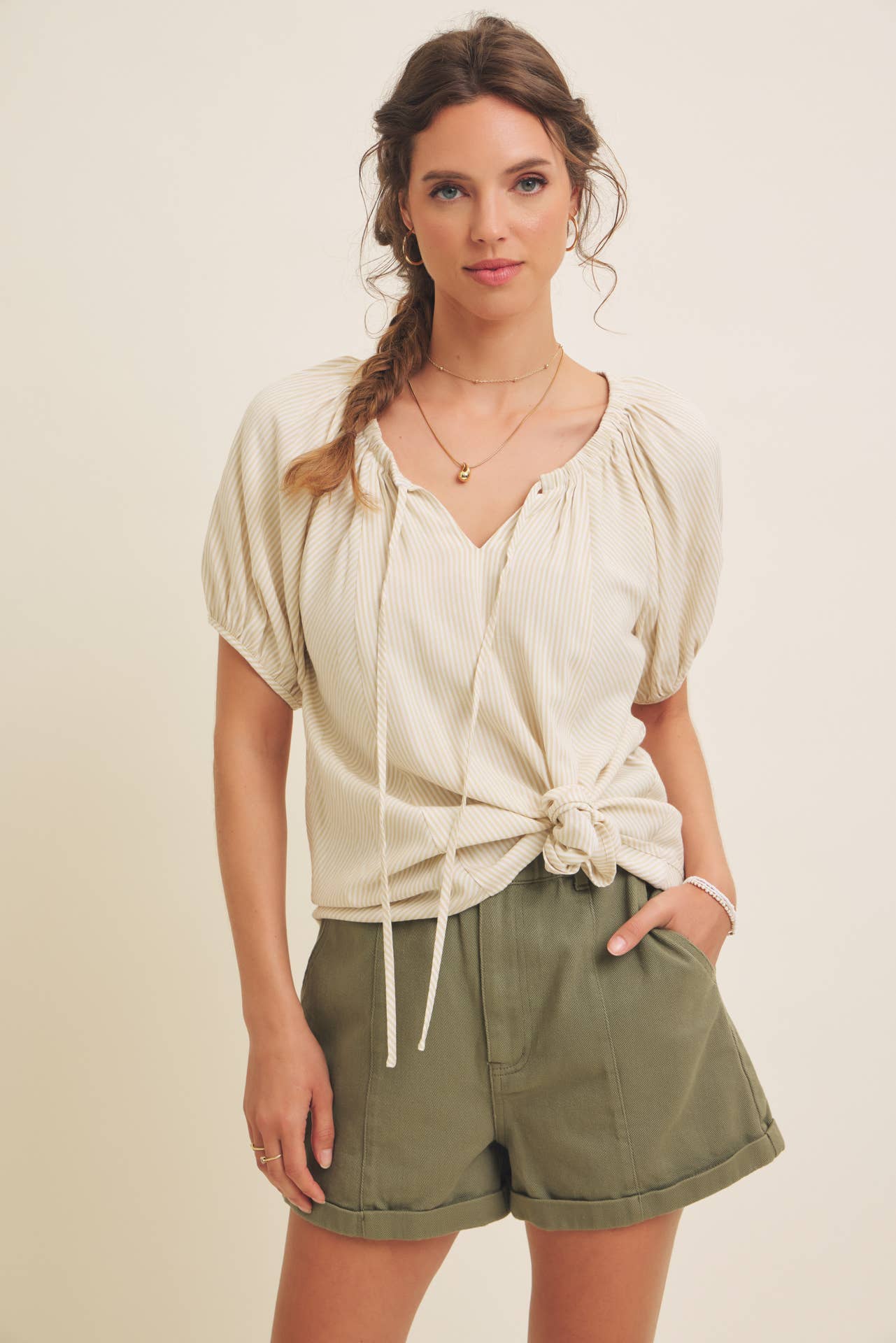 Flare Peasant Blouse || Stripe