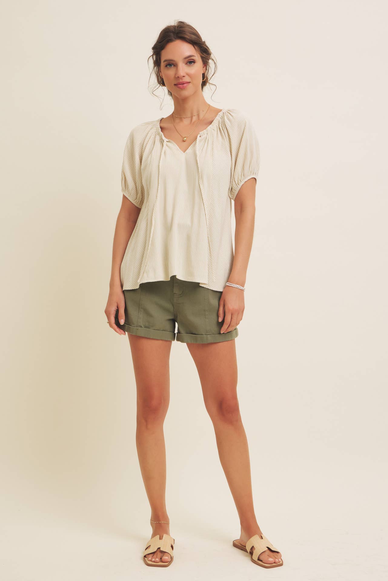 Flare Peasant Blouse || Stripe