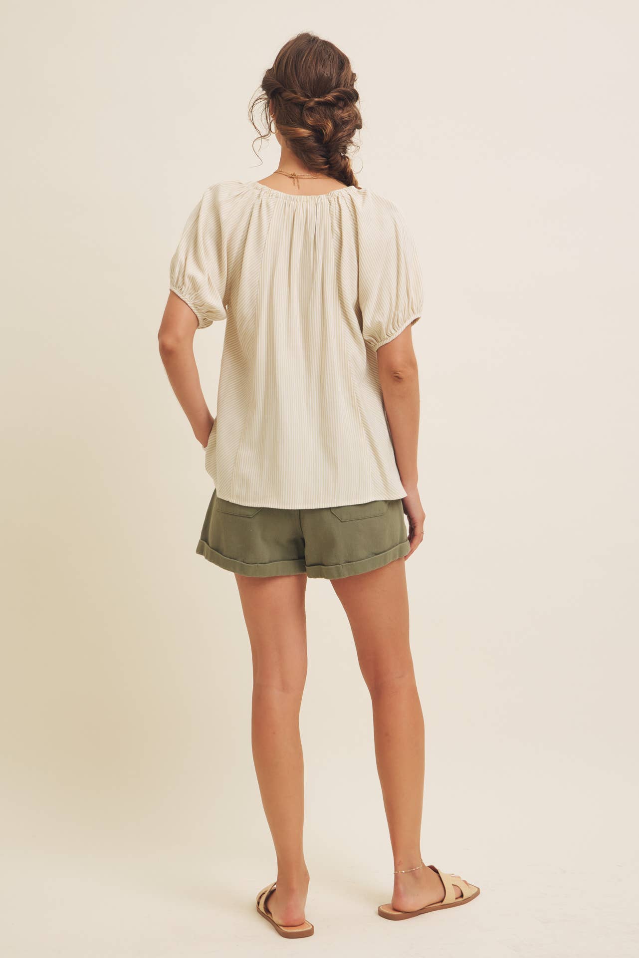 Flare Peasant Blouse || Stripe