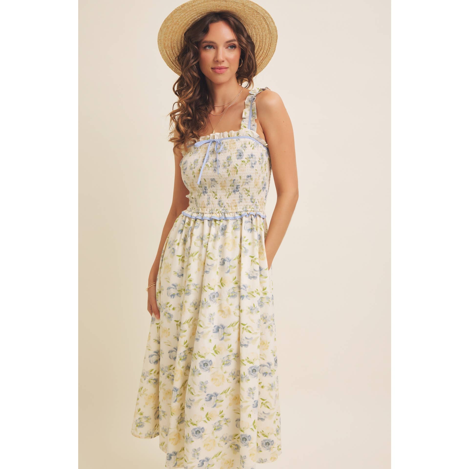 Floral Smocked Midi Dress