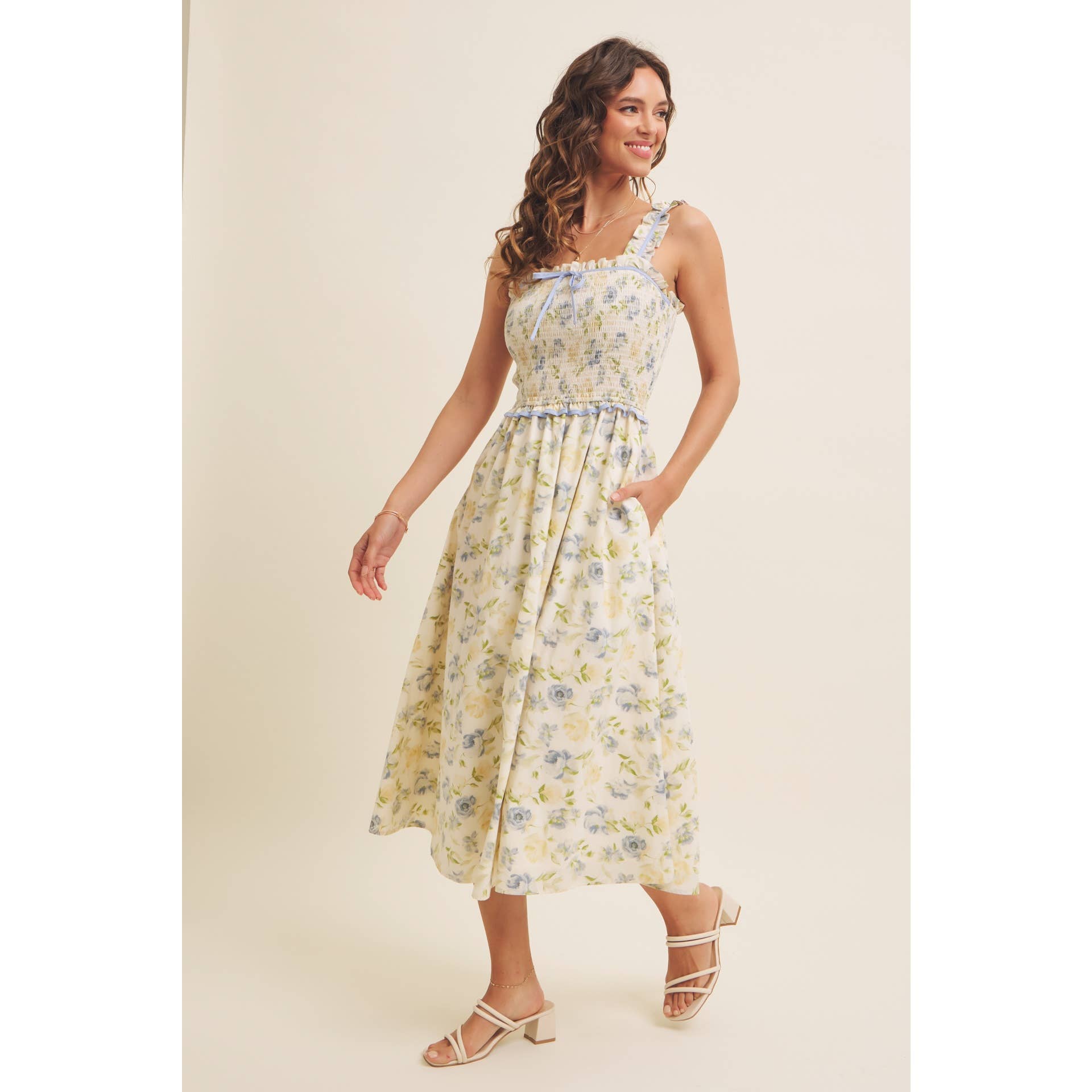 Floral Smocked Midi Dress