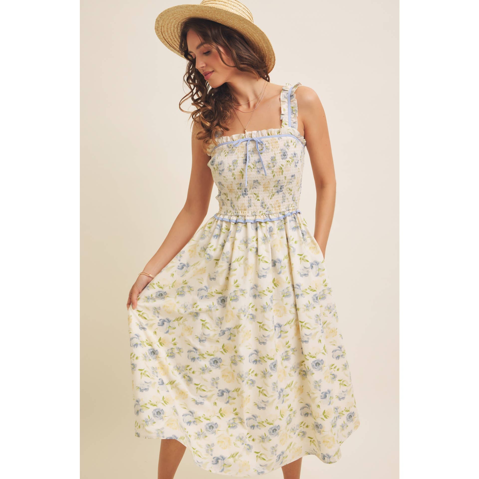 Floral Smocked Midi Dress
