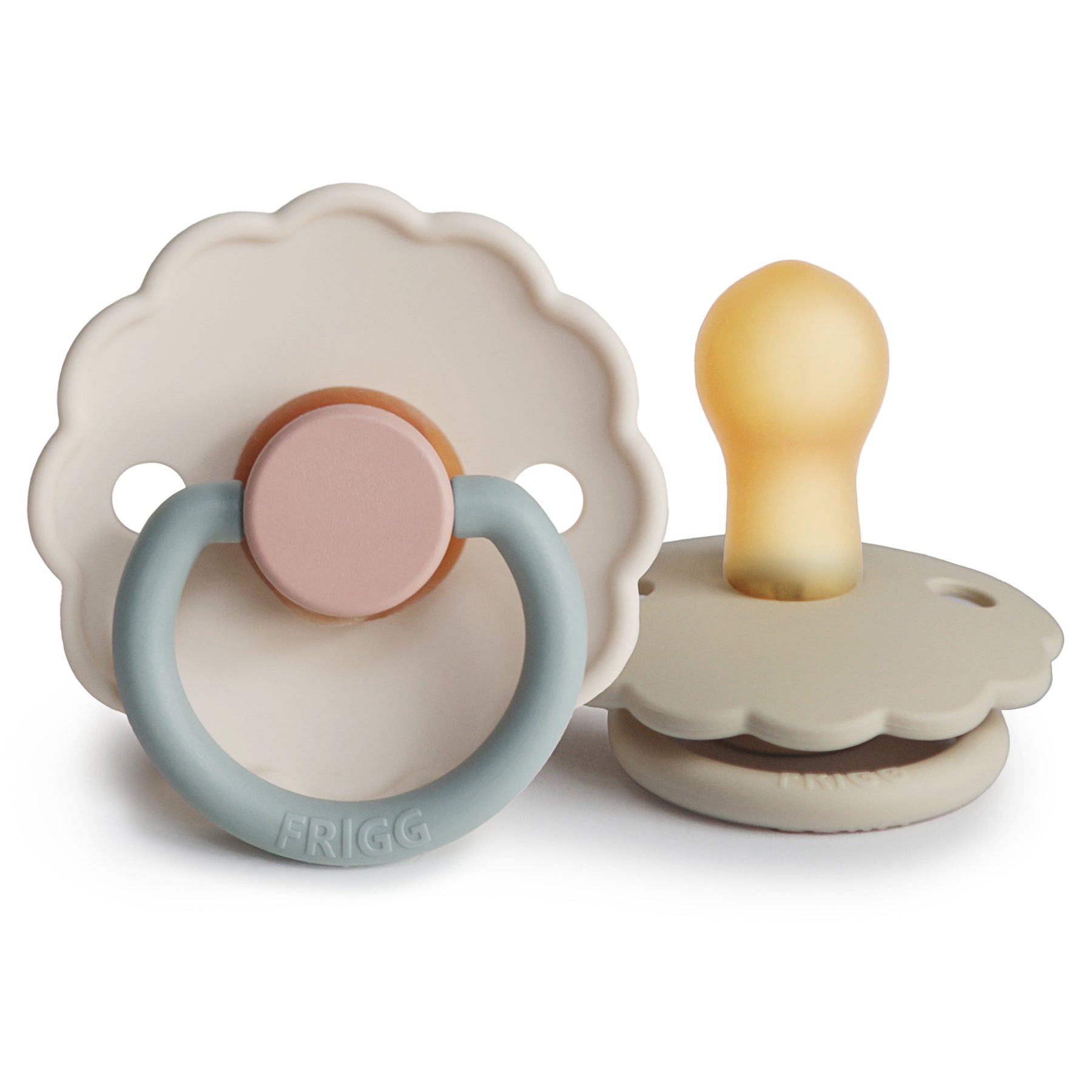 FRIGG Daisy Natural Rubber Pacifier 2pc | Cotton Candy/Sandstone