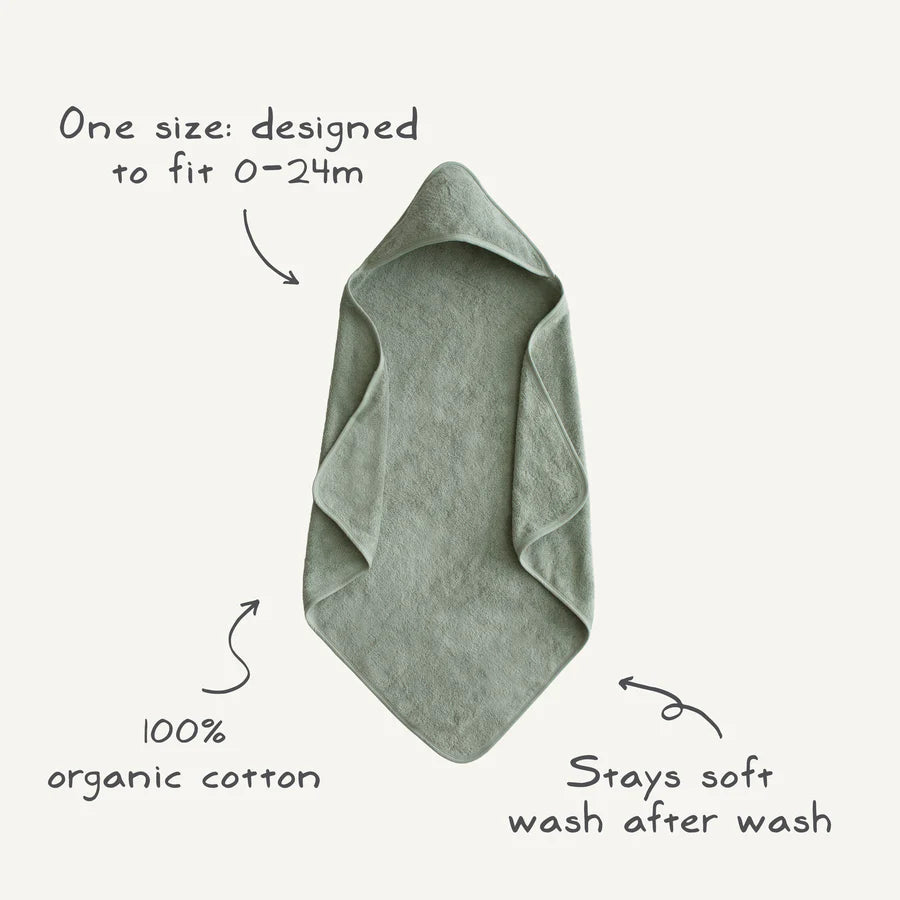 Organic Cotton Baby Hooded Towel - Moss