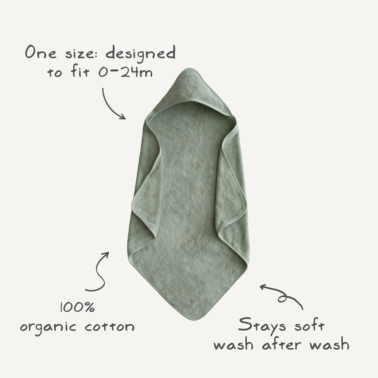 Organic Cotton Baby Hooded Towel - Blush