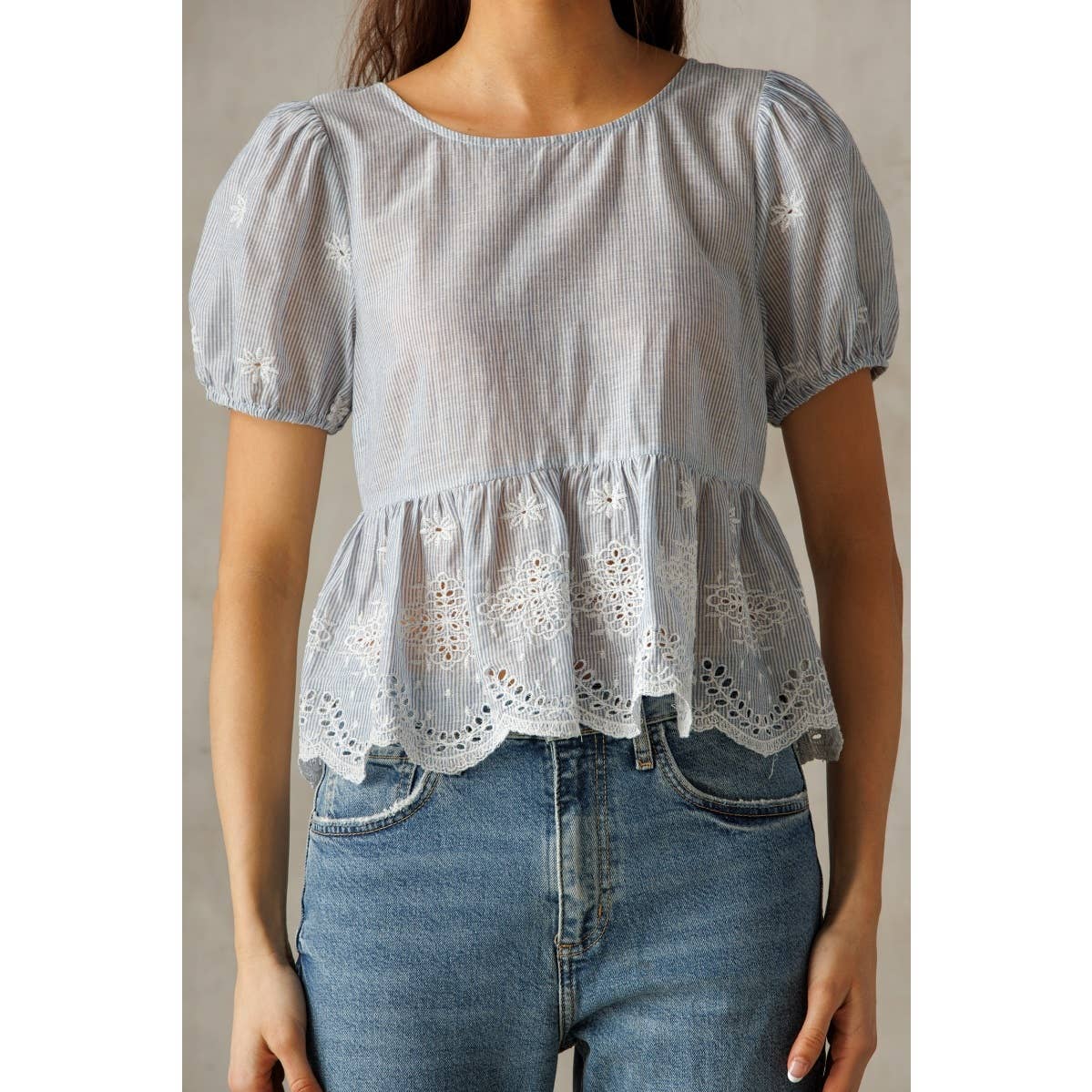Kaylee Embroidered Peplum Top