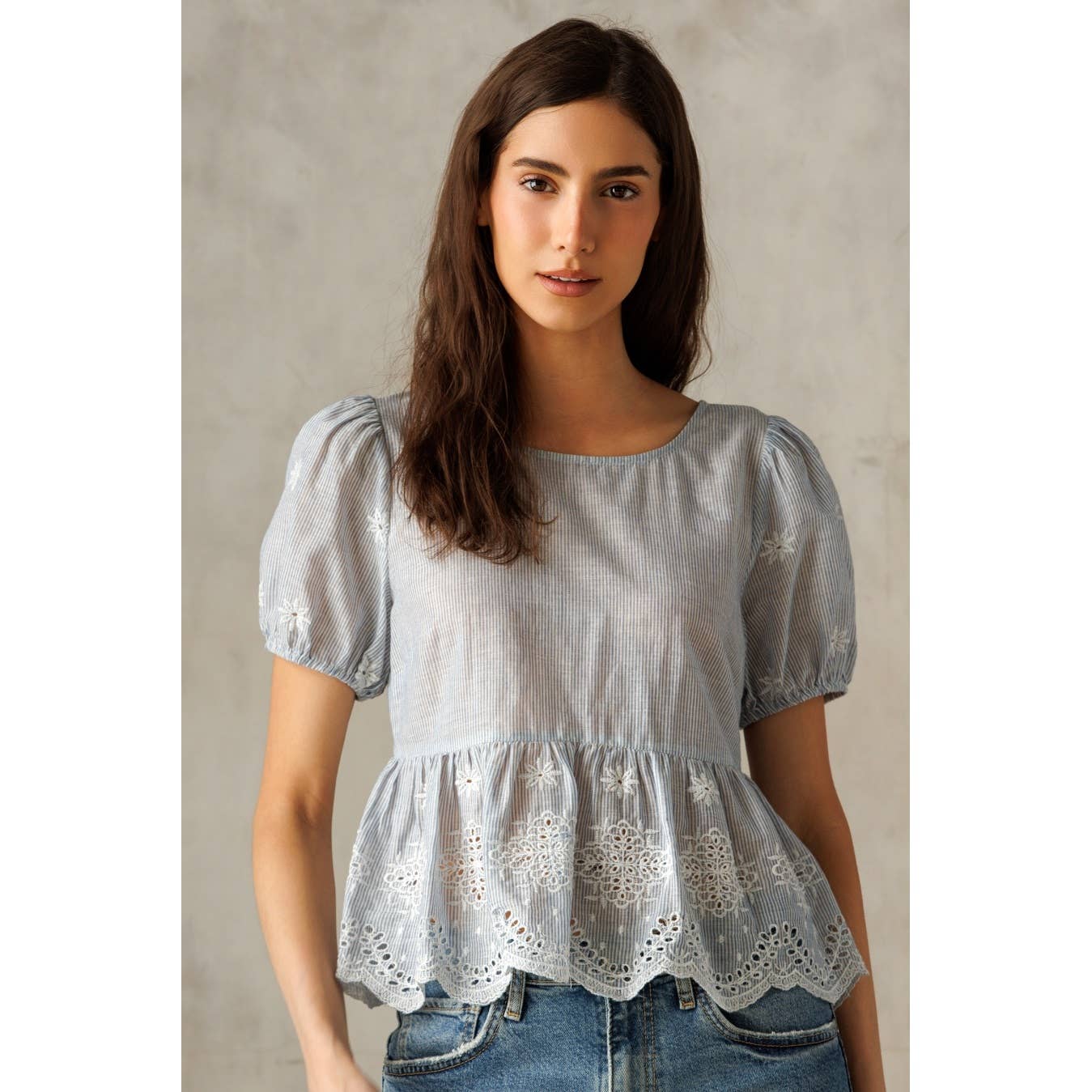 Kaylee Embroidered Peplum Top