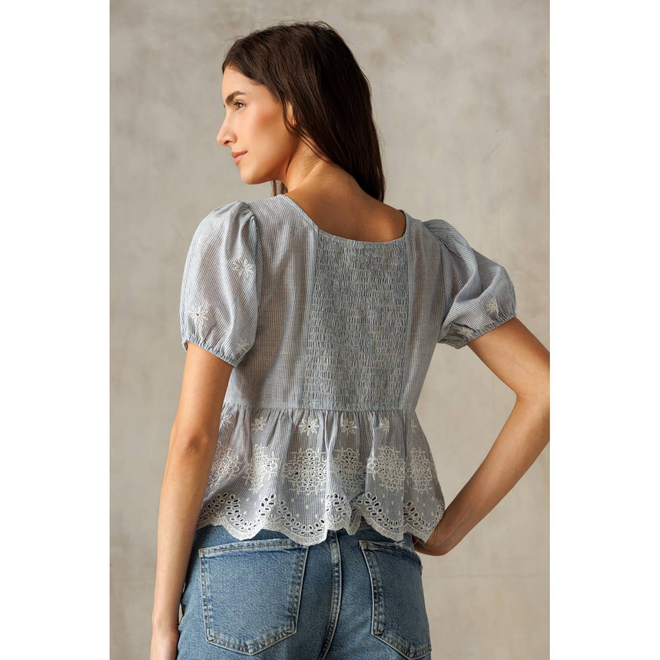 Kaylee Embroidered Peplum Top