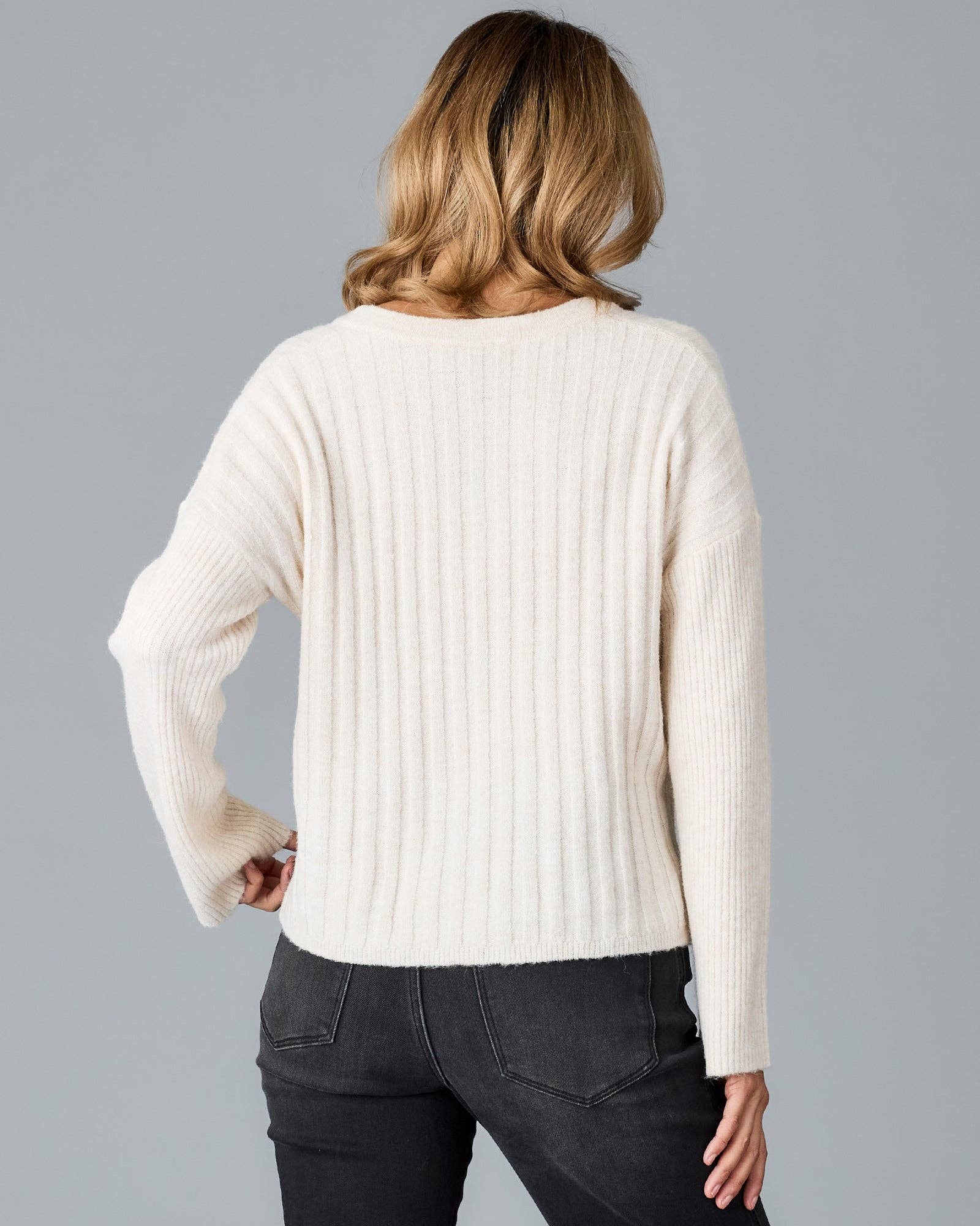 Kaylee V - Neck Sweater | Oatmeal Melange