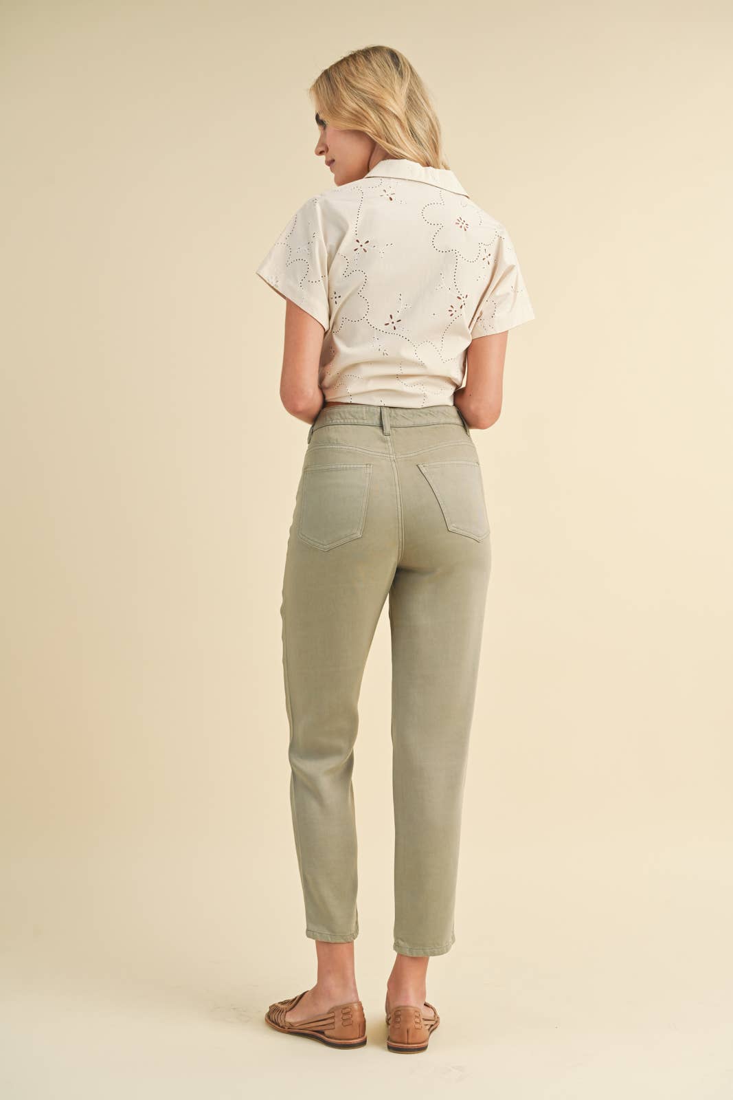 Lara Tencel Straight Leg Pants || Olive