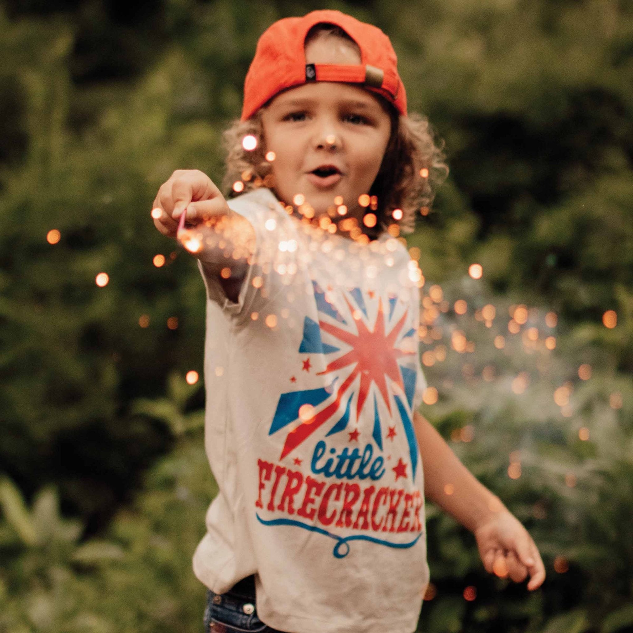 Little Firecracker Kids Tee: Heather Dust