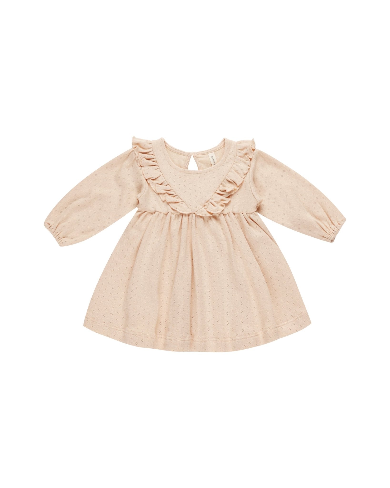 Long Sleeve Ruffle V Dress || Shell Long Sleeve Ruffle V Dress || Shell