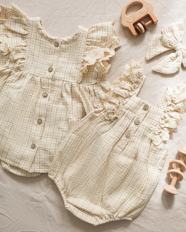Maya Romper || Yellow Plaid