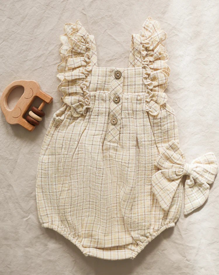 Maya Romper || Yellow Plaid