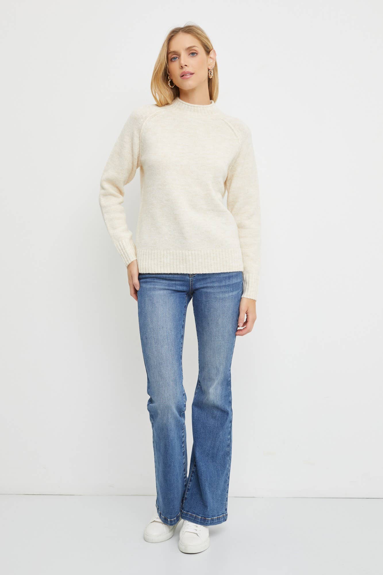 Mock Neck Pullover Sweater || Ivory