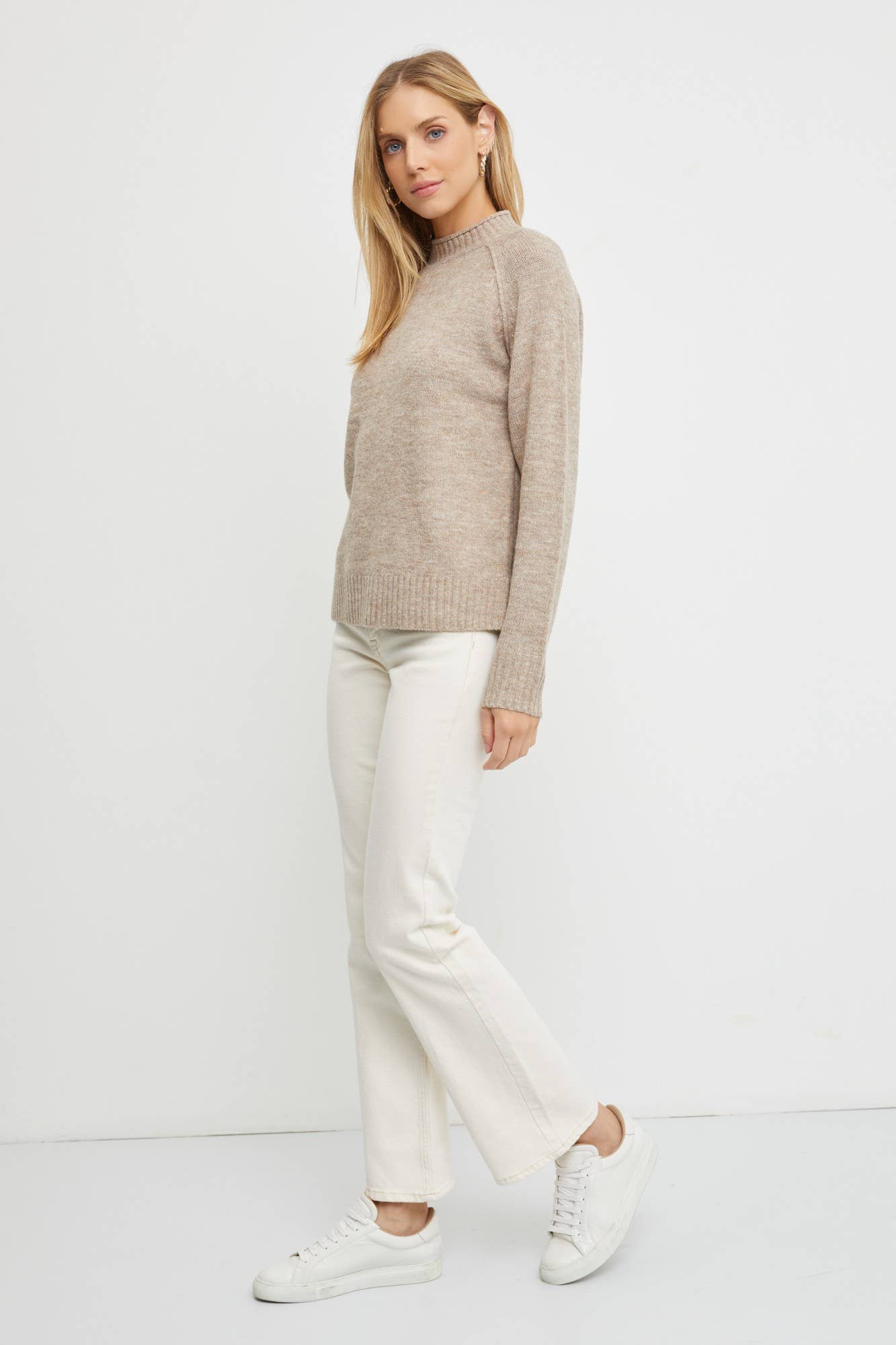 Mock Neck Pullover Sweater || Oatmeal