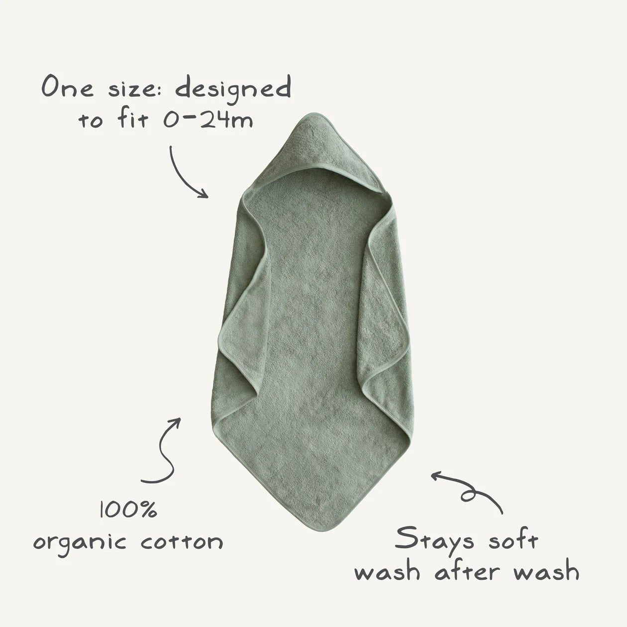 Organic Cotton Baby Hooded Towel - Baby Blue
