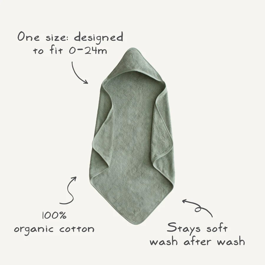 Organic Cotton Baby Hooded Towel - Moss