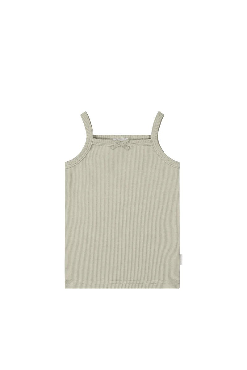 Organic Cotton Fine Rib Singlet || Mist